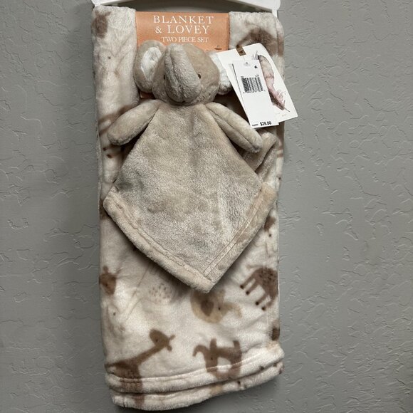 Jessica Simpson Zoo Animal Baby Blanket with Elephant Lovey 2 Piece Set NWT - Picture 1 of 4